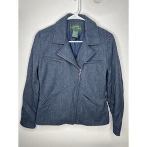 Ralph Lauren Blue Moto Zip Jacket Wool Women’s Size 6